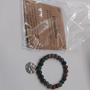 NWT GRANDMA Multi-Color Beaded Bracelet with Tree of Life Charm